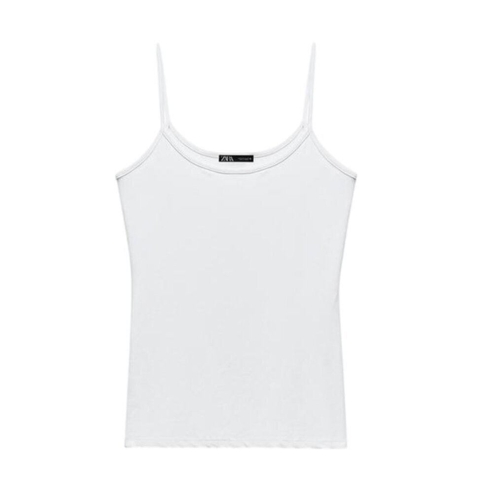 ZARA White Basic Women’s Camisole Tank Top – Spaghetti Straps, Size M